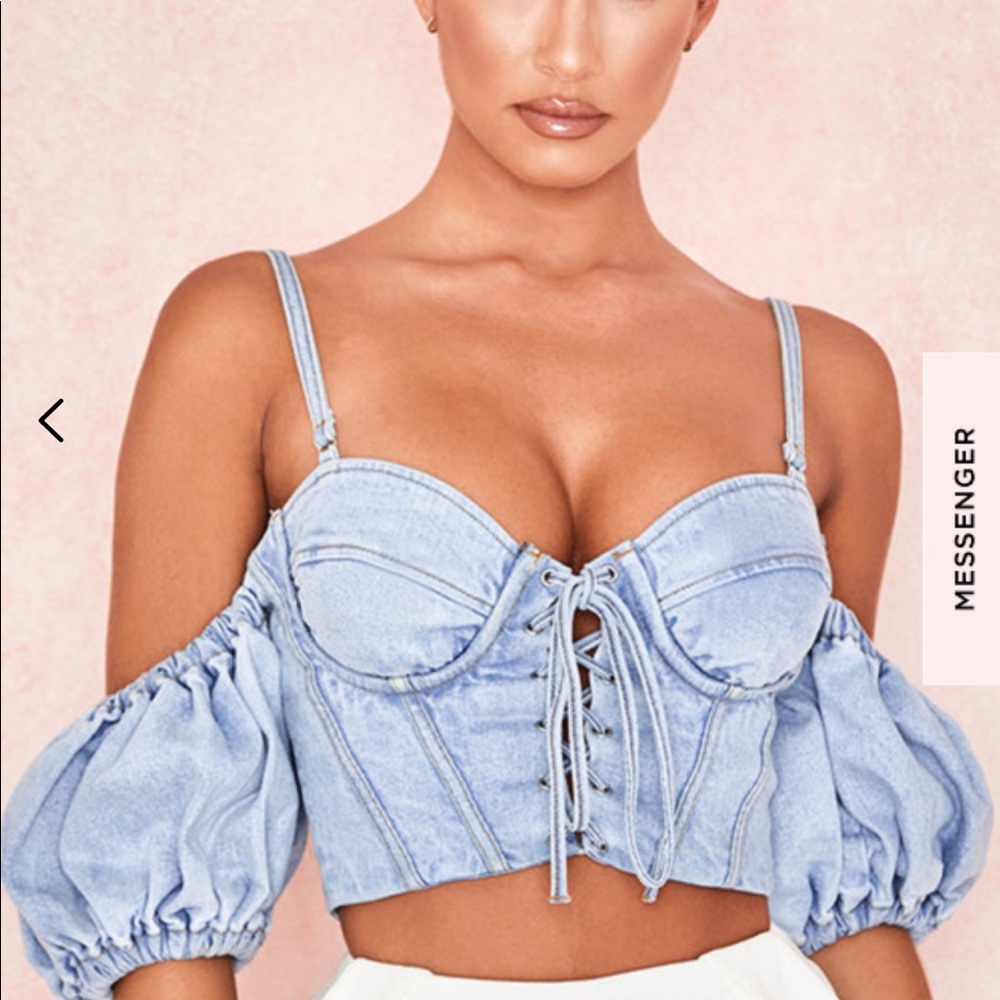 PAPILLON
DENIM PUFF SLEEVE CORSET TOP